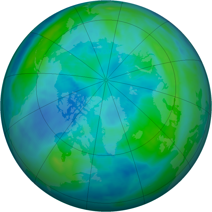 Arctic ozone map for 02 October 2008
